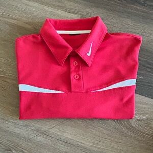 Mens Nike Red Polo Shirt with White Detail